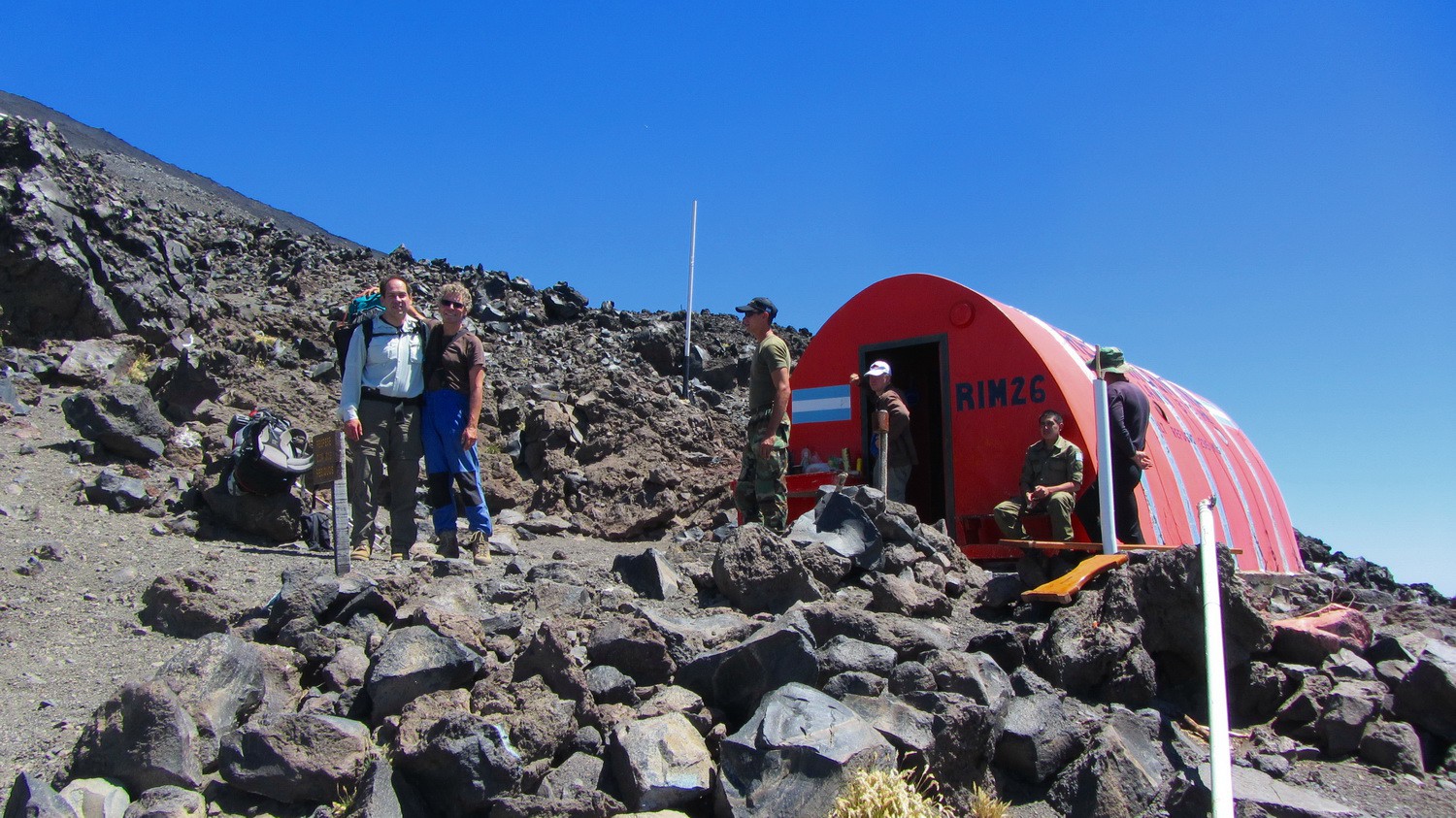 The first hut RIM26 at 2400 meters sea level on the way to Volcan Lanin